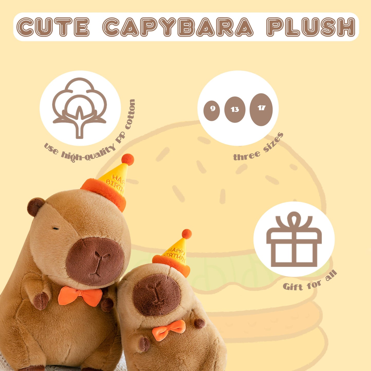Txdrra Cute Plush Toy, Soft Brown Capybara, 17 Inches - Perfect For Girls & Boys (Birthday Gift)