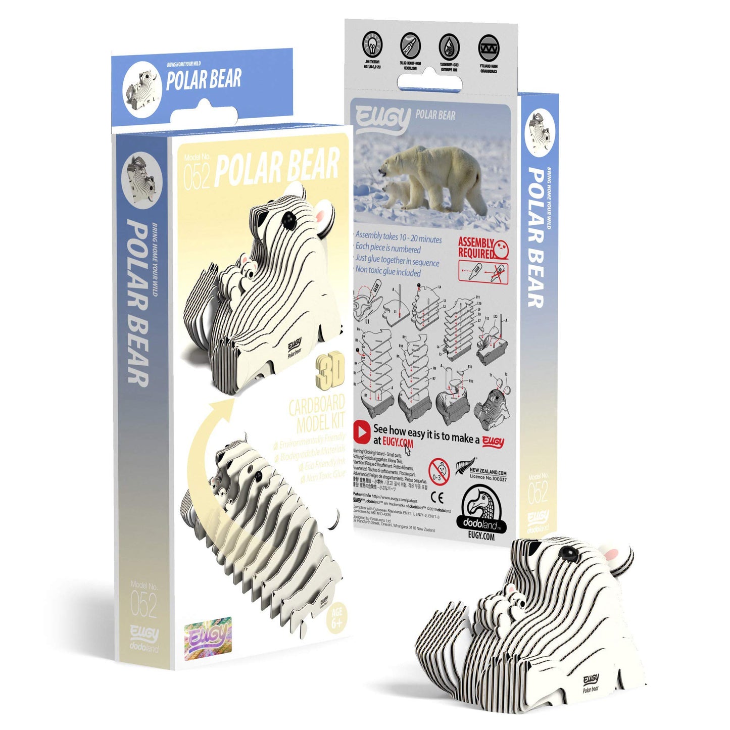 Eugy Polar Bear 3D Puzzle, 30 Piece Eco-Friendly Educational Toy Puzzles For Boys, Girls & Kids Ages 6+