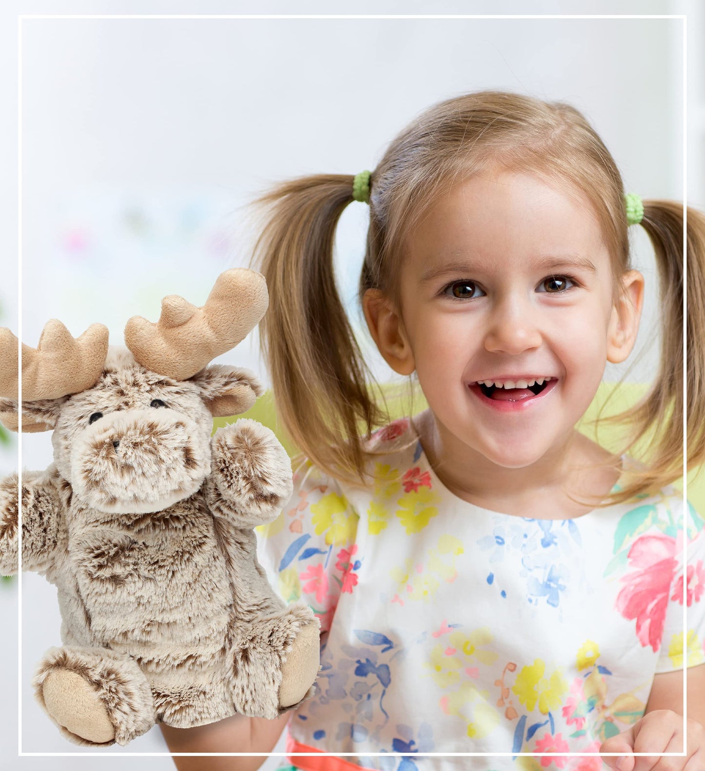 DolliBu Moose Plush Hand Puppet For Kids - Soft Plush Stuffed Animal Hand Puppet Toy for Puppet Show Games & Puppet Theaters for Kids mature-themed's Cute Puppets Educational Toy to Teach Children & Toddlers