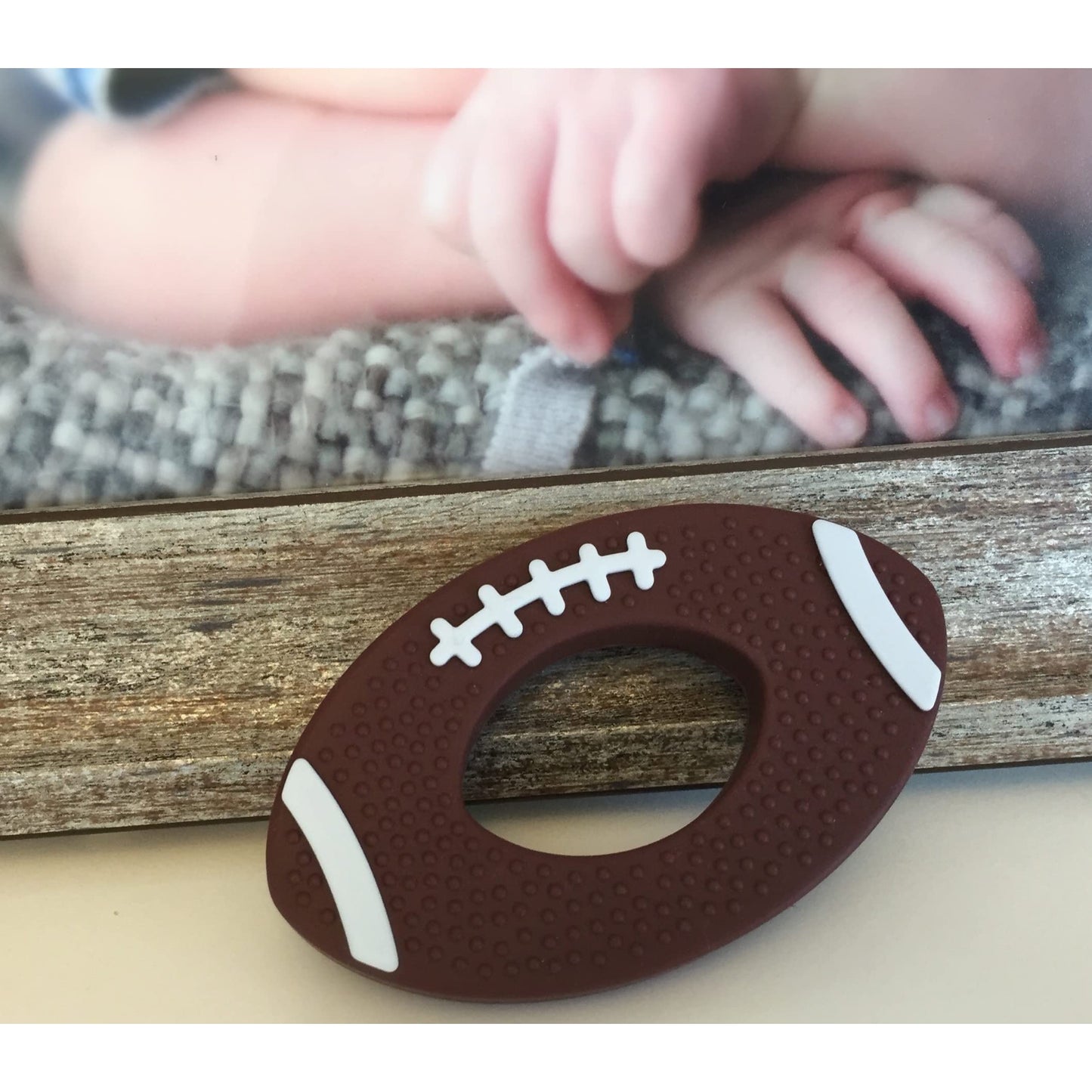 Itybity Silicone Football Teether - Food Grade, Brown Infant & Toddler Sensory Teether for Safe Play and Development