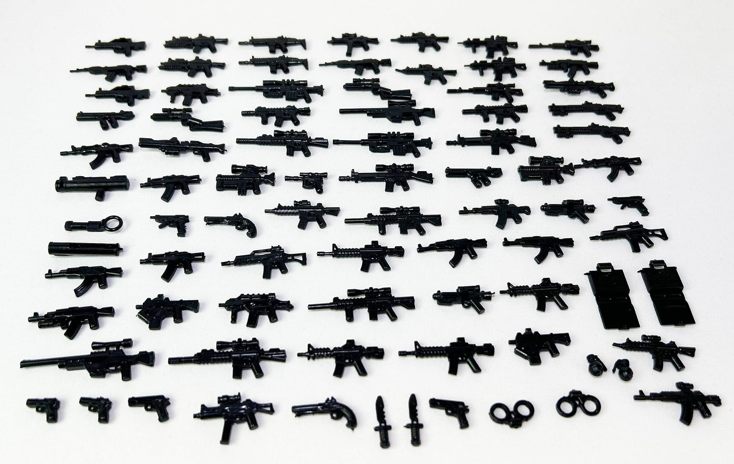Brick Loot Mega Weapon Pack – 80 Battle-Ready Accessories for Lego Minifigures – Large, Black, ABS Plastic