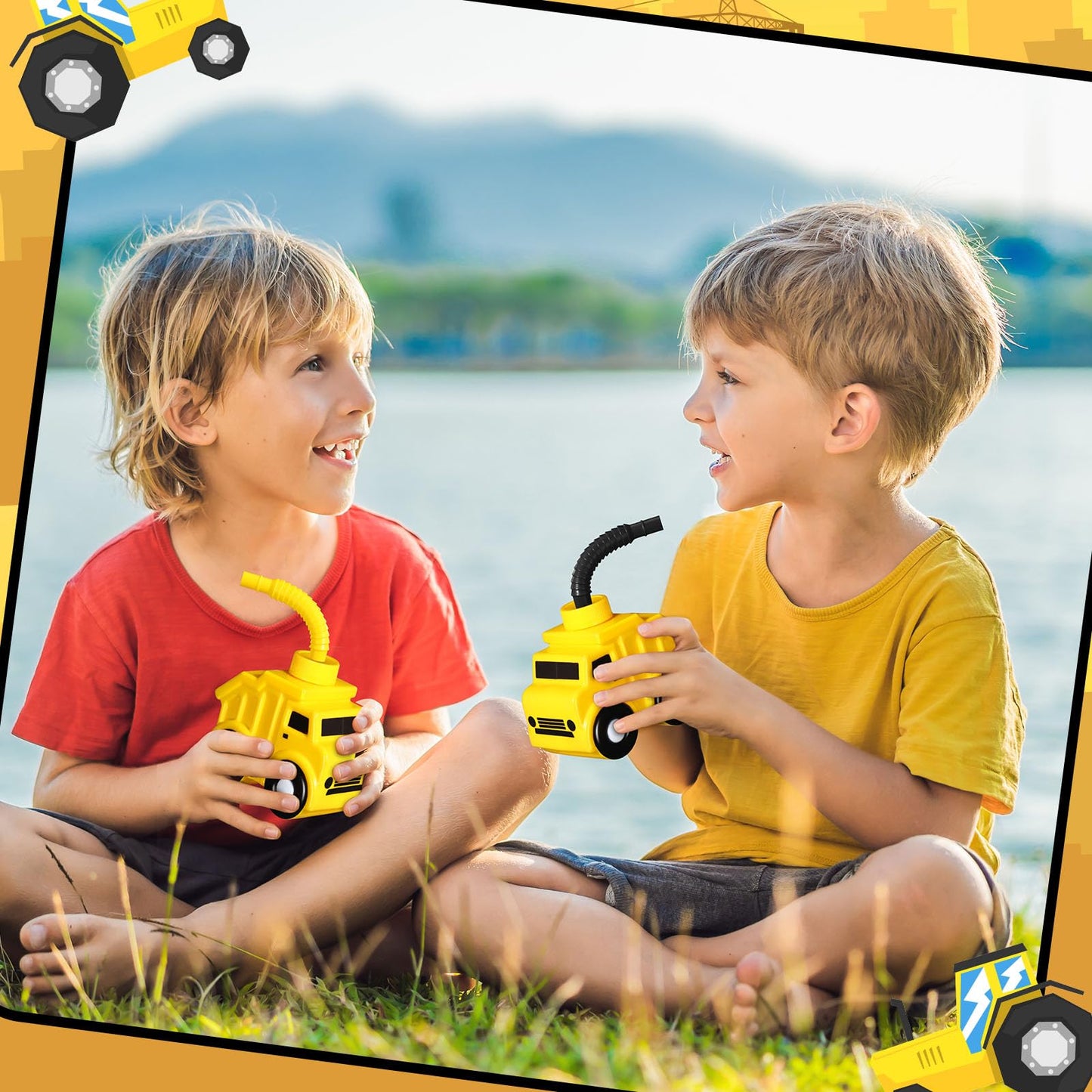 Tanlade Construction Truck Cups Set Truck Party Plastic Cups Bulk Construction Birthday Party Supplies Construction Themed Party