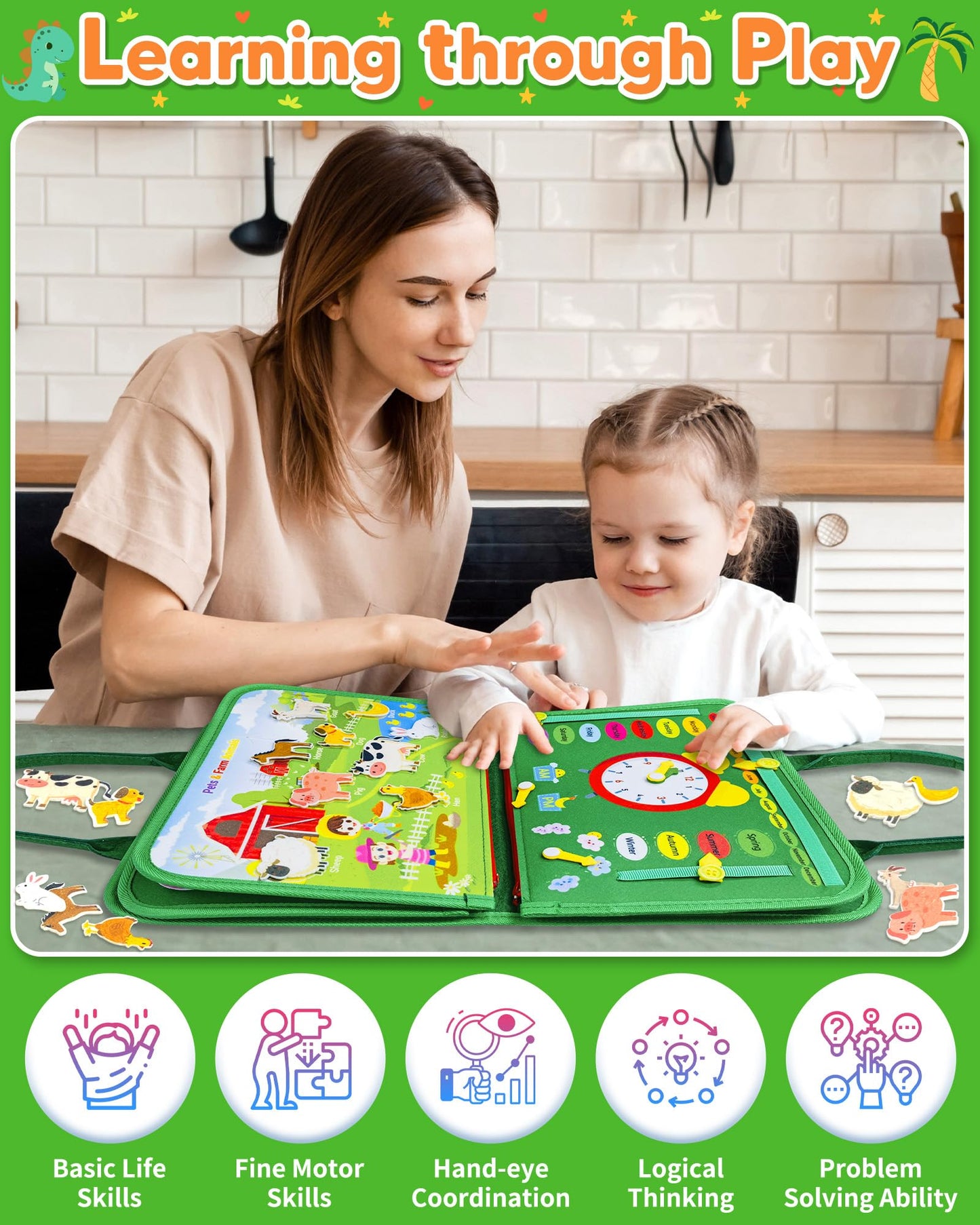 Gojmzo Busy Board Montessori Toys For Toddler Year Old Boy Girl Birthday Gifts, Busy Book Sensory Toys For Toddlers, Learning Ed