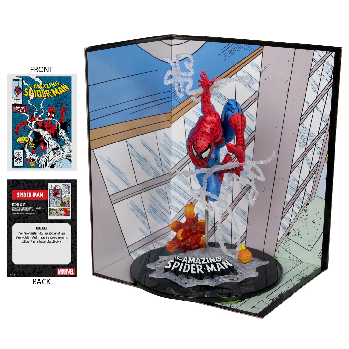 Mcfarlane Toys - Marvel Spider-Man 1:10Th Scale Collectible With Scene (The Amazing Spider-Man #302)