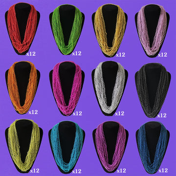 144 Pcs Mardi Gras Beads Necklaces, Mardi Gras Beads In 12 Colors, 31.5 Inch 7mm Mardi Gras Necklaces For Mardi Gras Decorations