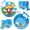 Haooryx Bible Stories Jigsaw Puzzles - 71pcs Noahs Ark & Jonah and The Whale Jigsaw Puzzle Set Double-Sided Cartoon Bible Storie
