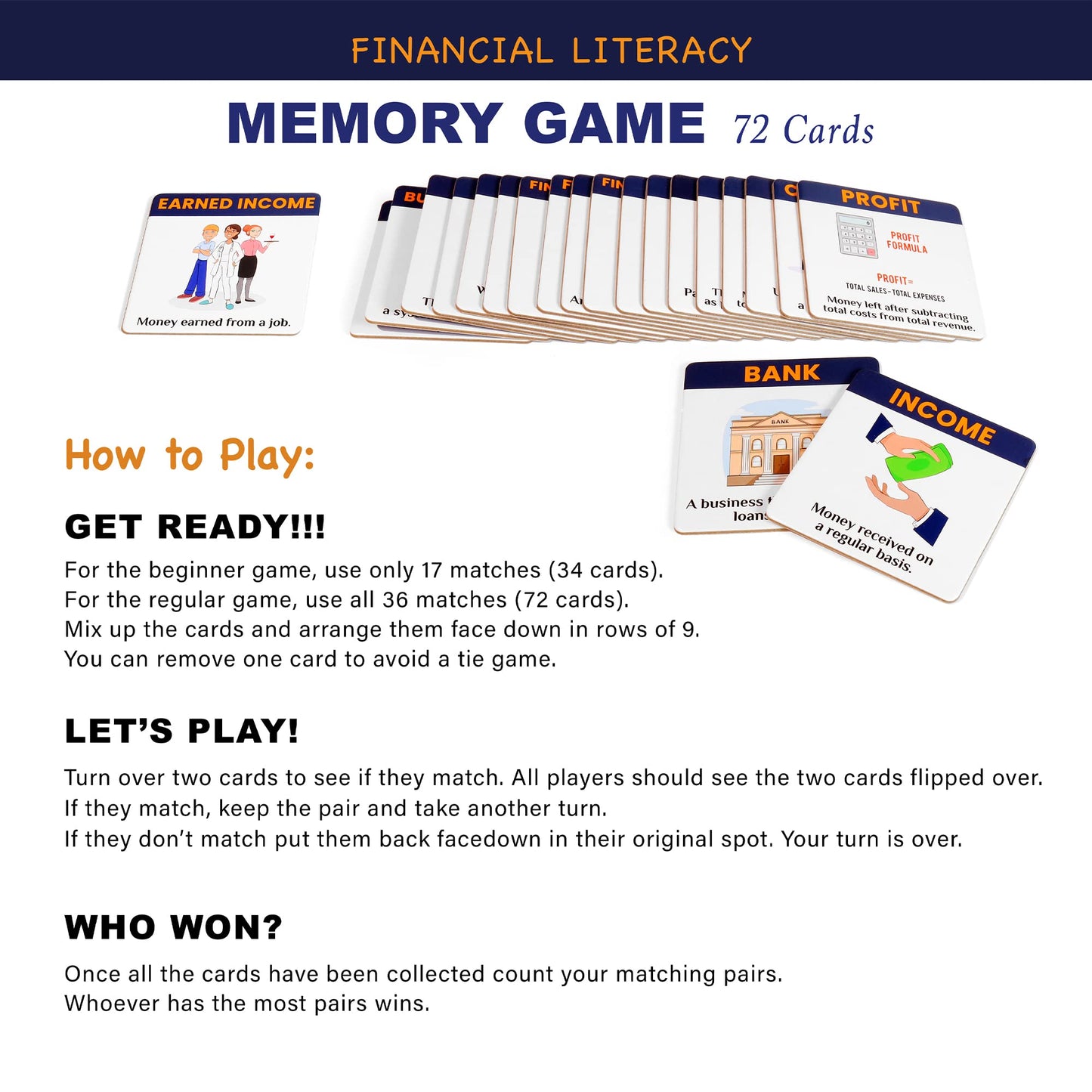 The Financial Rewire Financial Literacy Memory Matching Game - Fun & Educational Cardboard Game for Kids Ages 5+, Medium Size