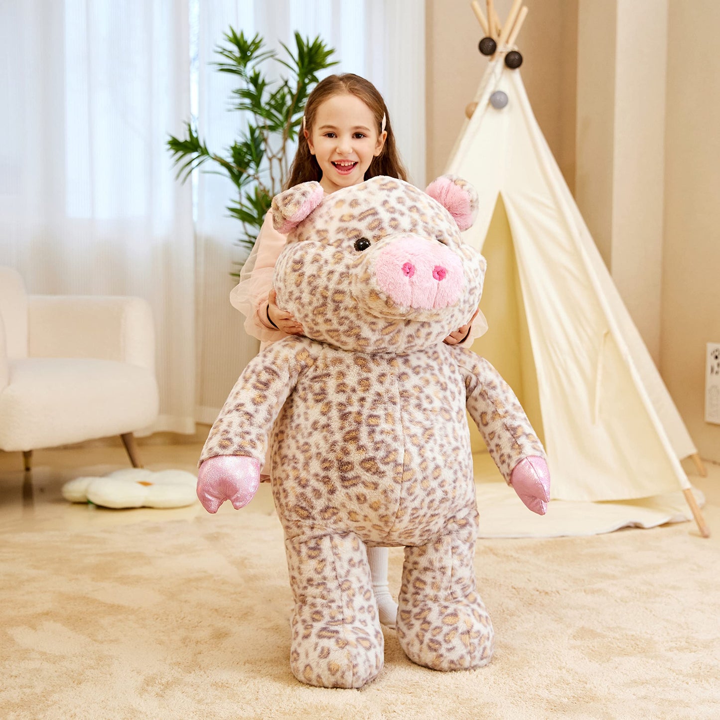 Ikasa Giant Spotted Pig Stuffed Animal Plush Toy, 30' Large Spotted Pig Big Jumbo Plush Toys For Kids Girls Boys