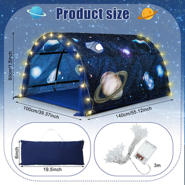 Wowangce Galaxy Bed Tent For Kids Large Kids Twin Tent Toddler Play Bed With Carry Bag Foldable With String Lights For Girls Boy