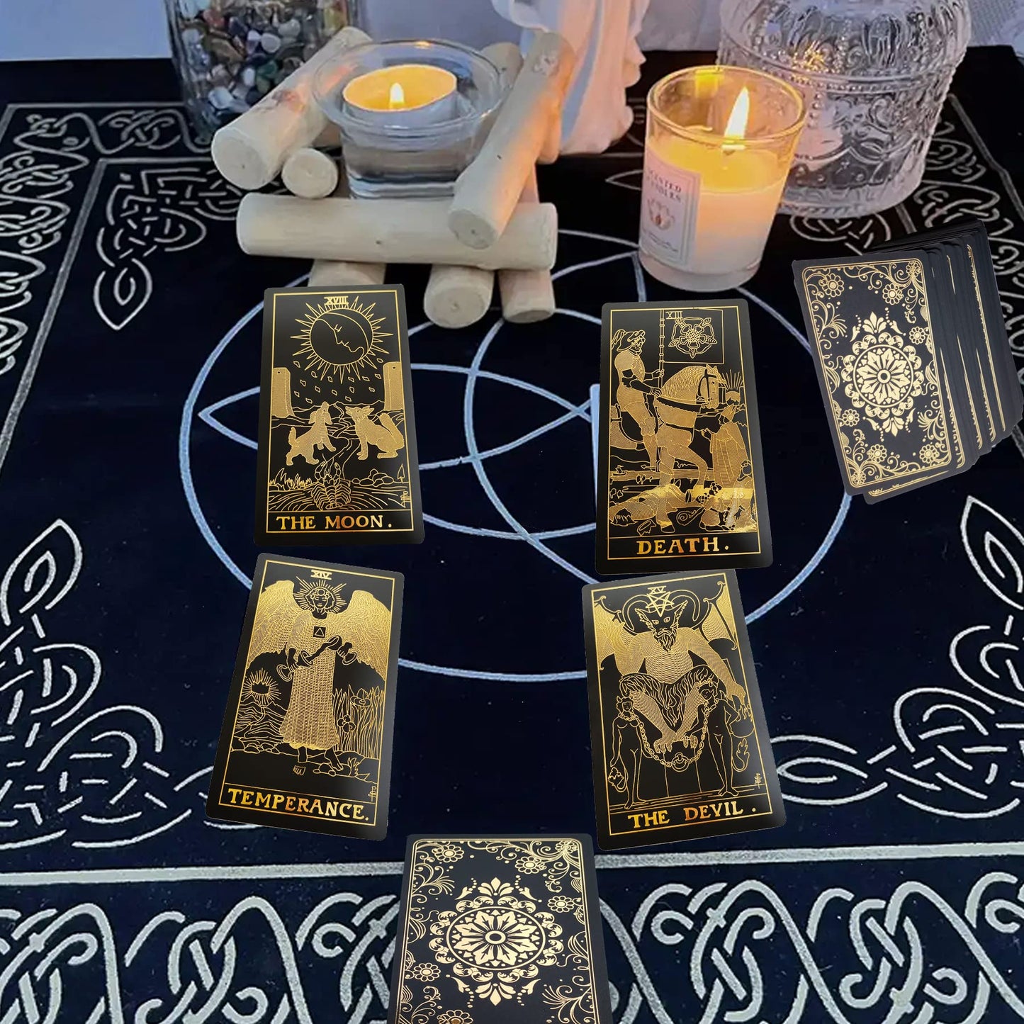 Vovcig 78 Tarot Card With Guidebook,Black Tarot Cards For Beginners Tarot Deck Set,Pvc Waterproof Tarot Cards,Divination Tool(Standard Size,Black)…