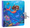 Mollybee Kids' Diary Notebook For Girls, Mermaid Theme, 5.5 X 6.25 Inches, 208 Lined Pages, Padlock With 2 Keys, Blue