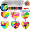 Ayhuhra 30 Sets Valentines Heart Suncatchers for Windows Glow in The Dark Valentines DIY Window Paint Art Suncatchers for Valent
