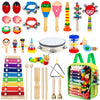 Taimasi Kids Musical Instruments Set, 33 Pcs Wooden Percussion Toys, Early Learning, Green Backpack, Model TAI-667