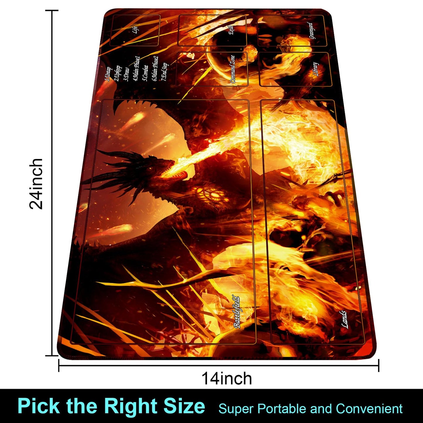 Extalas Experience high-standard Quality with Our MTG Playmat - Perfect for Magic: The Gathering and Lord of The Rings Fans Complete with a Storage Tube and 7 dice ! (Style8 playmat with zones)