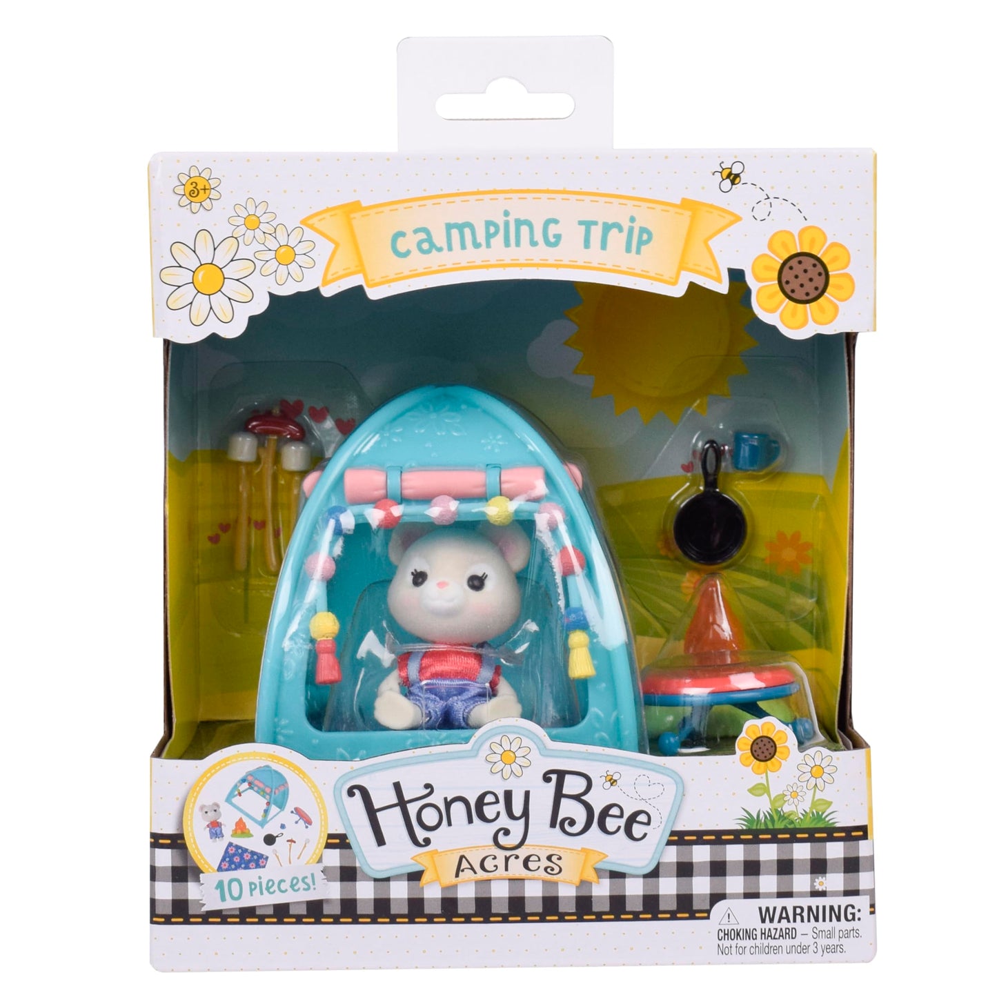 Honey Bee Acres Smores & More Camping Trip, Complete Set With Miniature Doll Figure, 10 Pieces , Ages 3+