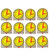 Carson Dellosa Mini Judy Clock Telling Time Clock Set, 12 Mini Judy Clocks, 4'' X 4'' Telling Time Teaching Clocks For Kids, Kin