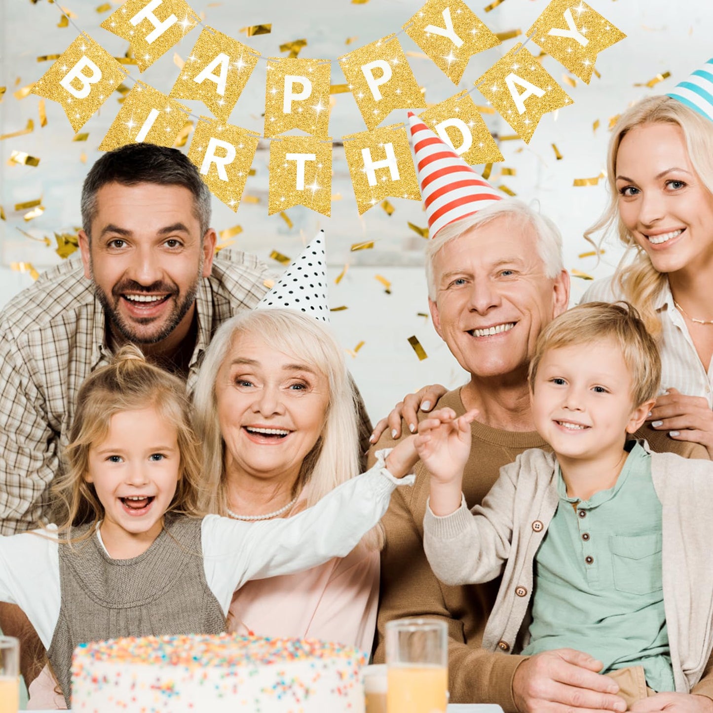 Gold Glitter Happy Birthday Banner Birthday Sign For Backdrop Gold Happy Birthday Decorations For Women Men Golden Birthday Party Supplies Wall Door Garland Bunting Banner