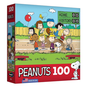 RoseArt Peanuts Baseball 100-Piece Jigsaw Puzzle for Kids & Adults, Multi-colored, Cardboard, Model 8669ZZA