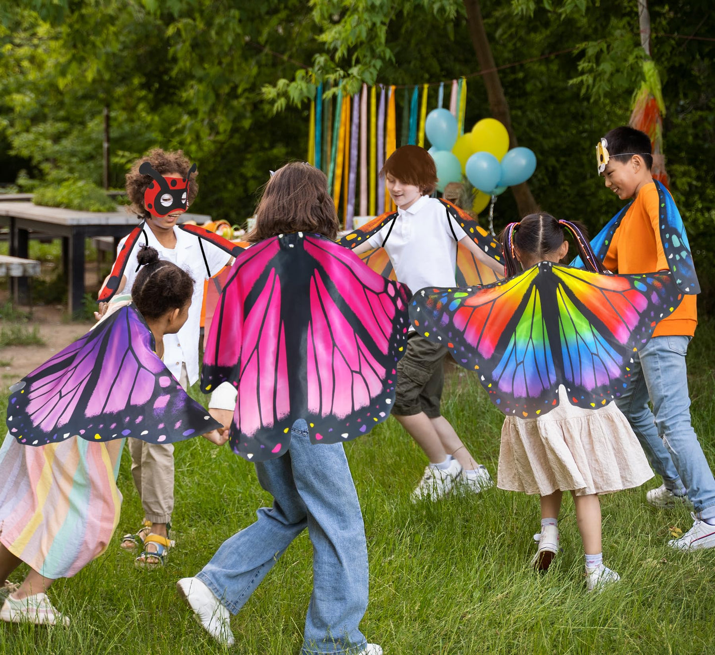 D.Q.Z Toddler Butterfly-Wings-Costume For Girls Princess Dress-Up Clothes, Spring Bug Toys For Kids Birthday Party Gifts Idea (Orange)