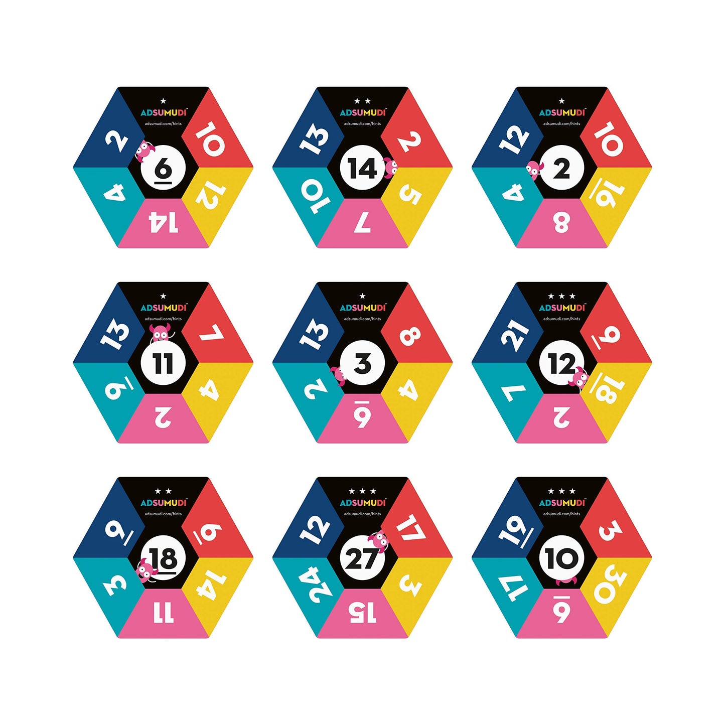 Evermade Adsumudi Math Game - Fun Educational Game for Kids 8-12, Practice Multiplication, Division, Addition & Subtraction, Multicolor