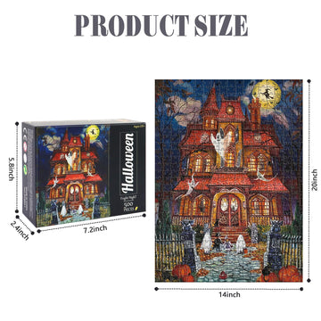 Halloween Fright Night 500 Pieces Jigsaw Puzzles For Adults, Halloween Decoration For Family Party Holiday