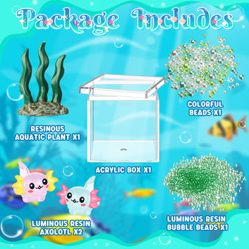 Hydren Axolotl Diy Tank Axolotl Craft Mini Axolotl Figures Axolotl Beads Axolotl Gift Set Axolotl Charms(Aquatic Plant,Dark Gree