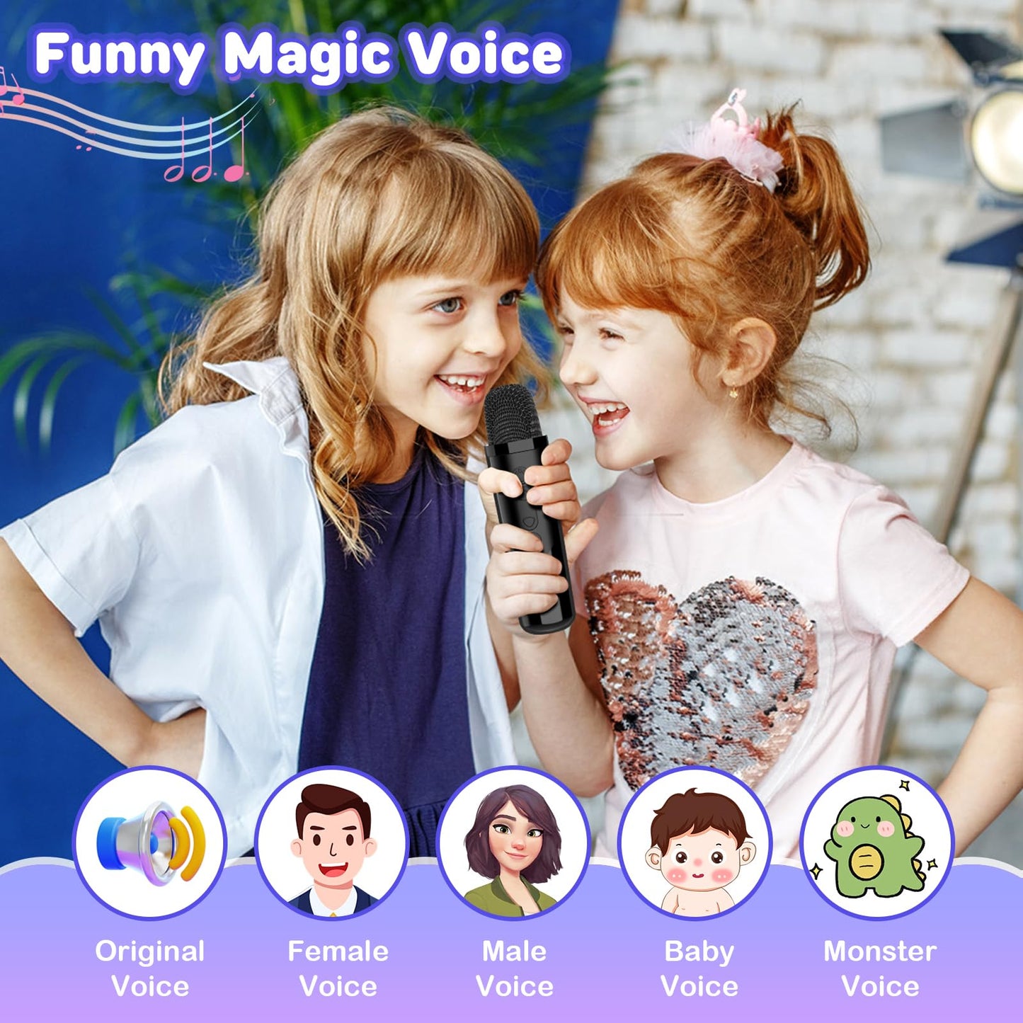 Kidsfaves Mini Karaoke Machine For Kids Adults,With Wireless Microphones & Light- Bluetooth Portable Speaker Birthday Gifts For