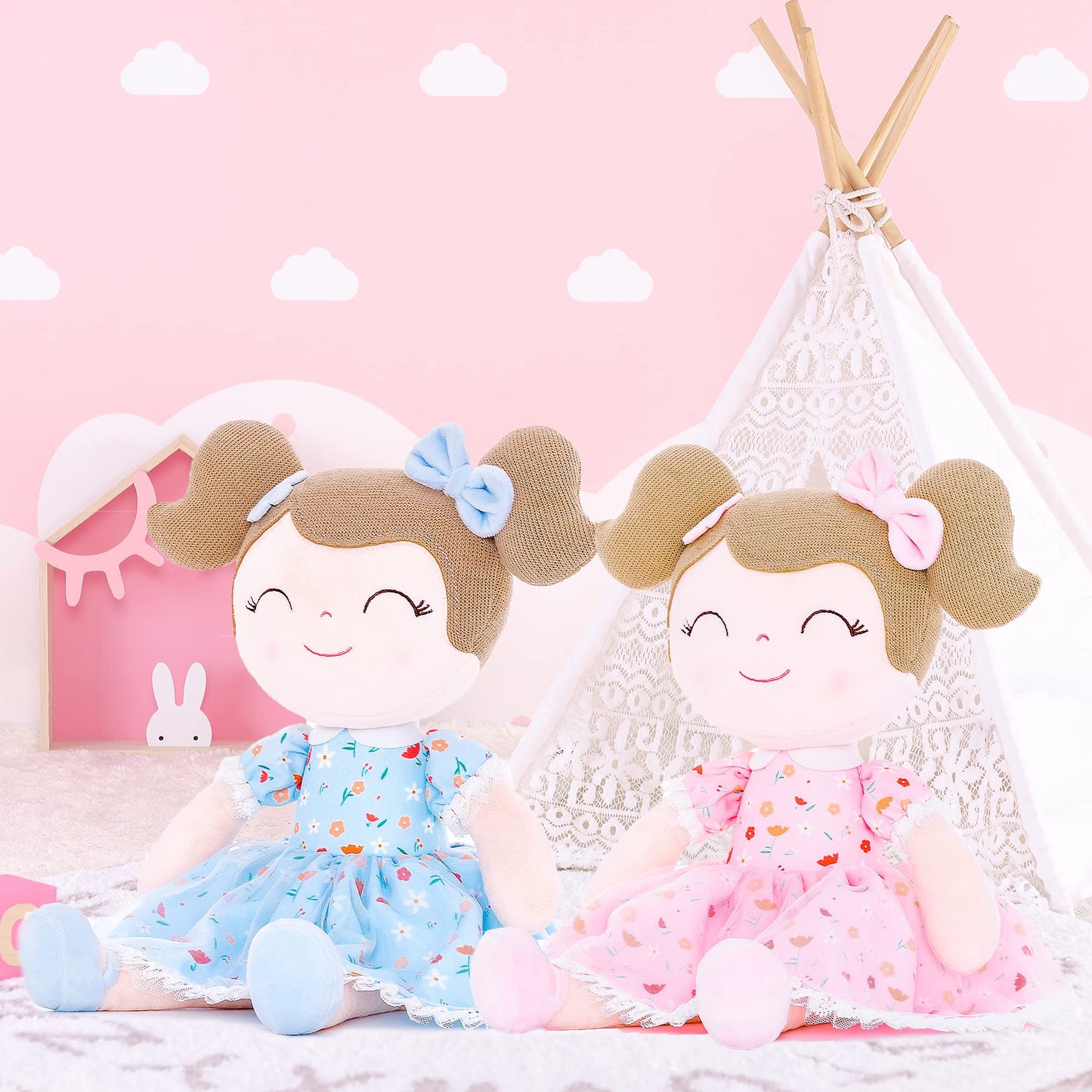 Gloveleya Baby Girl Gift Soft First Baby Doll Plush Doll Floral Blue 16 '