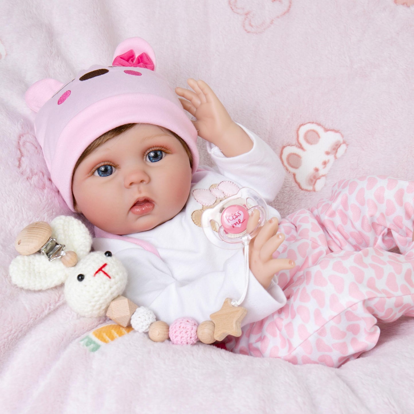 Ekokiz Reborn Baby Dolls Clothes Girl Cute Bear Pattern Baby Clothes For 17-22 Inches Realistic Newborn Baby Dolls Baby Girls' C