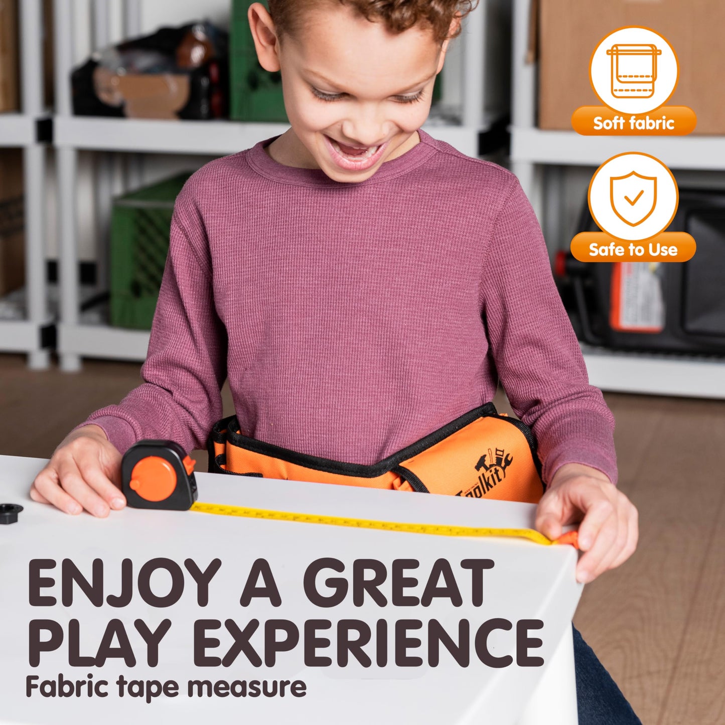 JOYIN 19Pcs Kids Tool Set, Pretend Play Toddler Power Toy Tool with Construction Tool Belt & Electronic Toy Drill for Boy Girl B