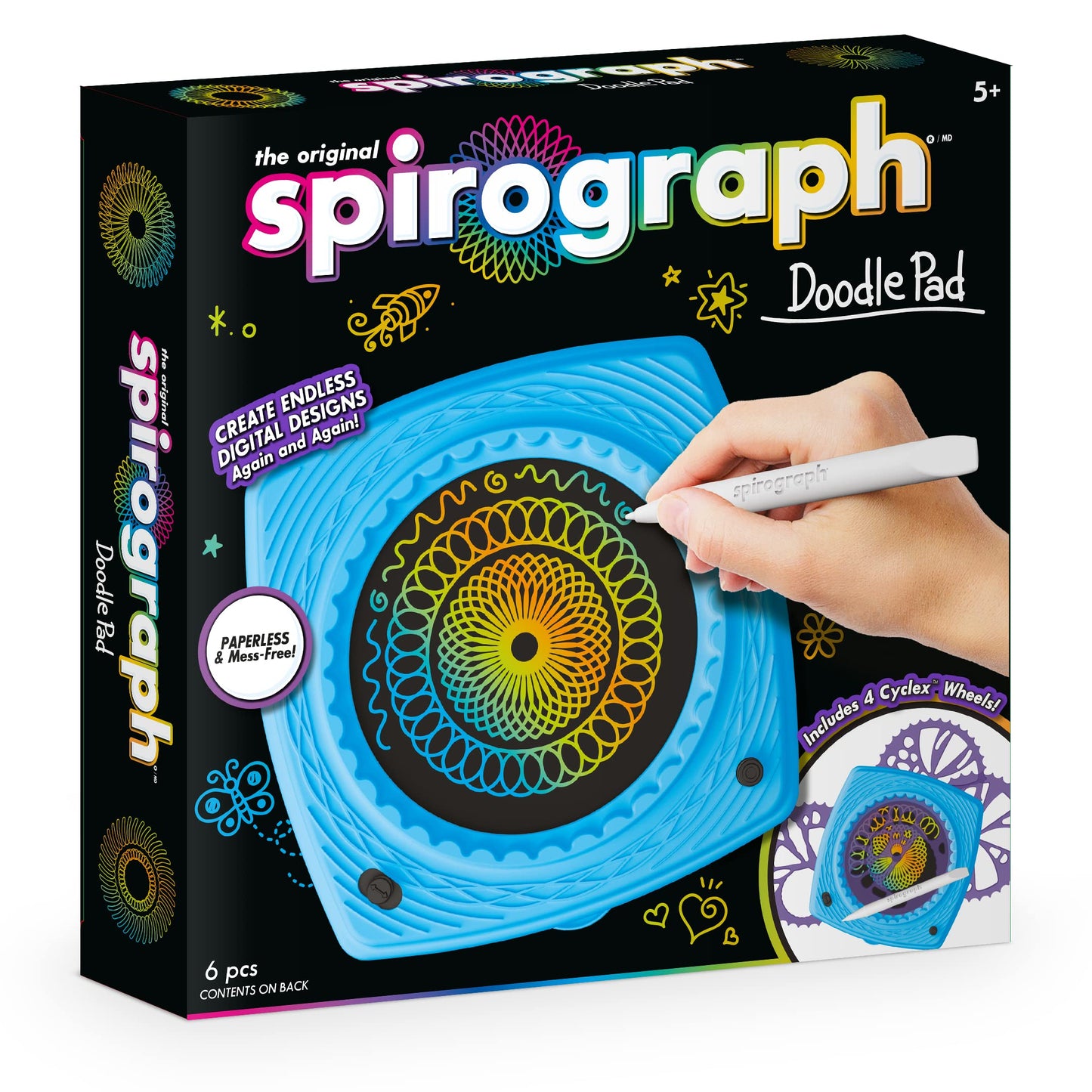 Spirograph Doodle Pad | Create Amazing Endless Digital Designs | Paperless & Mess Free | Includes 4 Cyclex Wheels | Creative Art