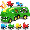 Toys for 1 2 3 4 Year Old Boy Girl, 5 in 1 Toy Trucks for Boys Age 2-3 with 4 Dinosaur Toy Cars for Toddlers 1-3, Friction Power