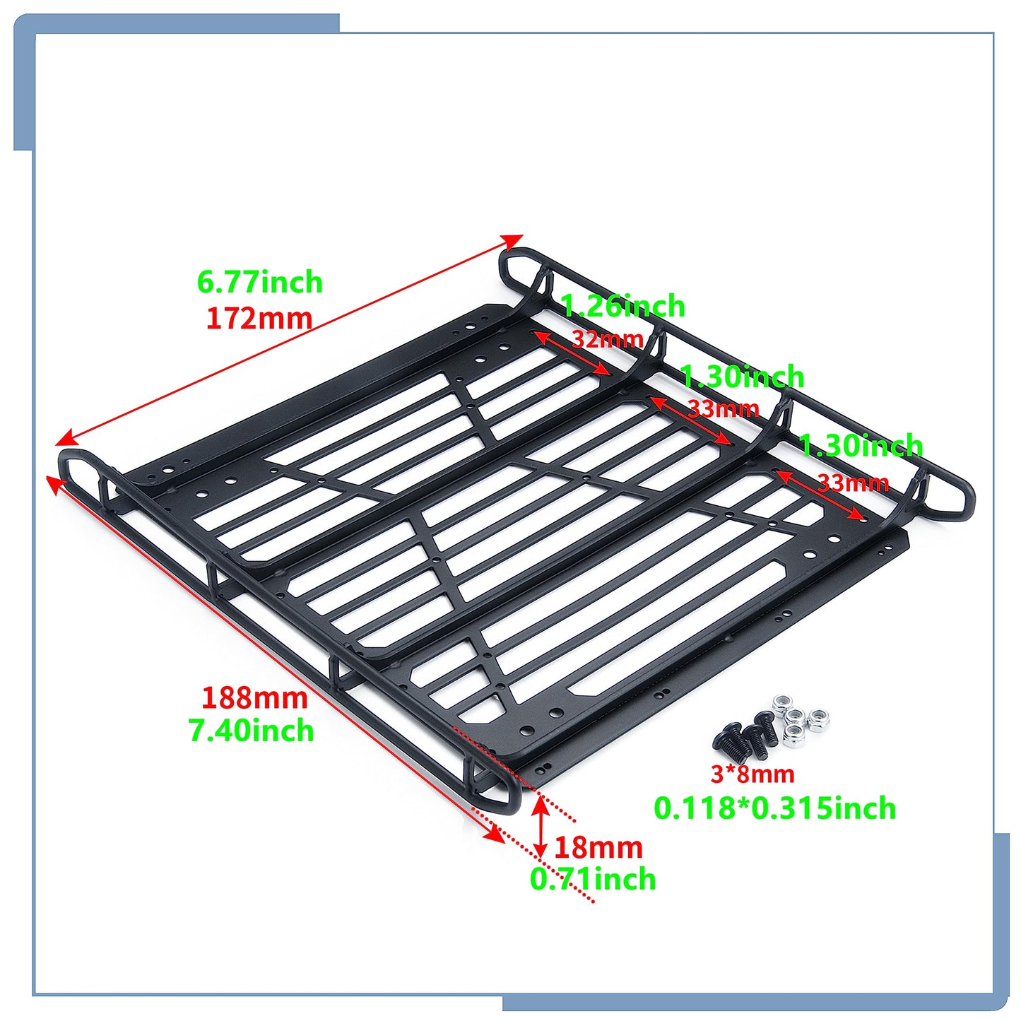Zolikar Stainless Steel Roof Luggage Rack With Lights Bar For 1/10 Rc Crawler Car Scx10 Iii Upgrades