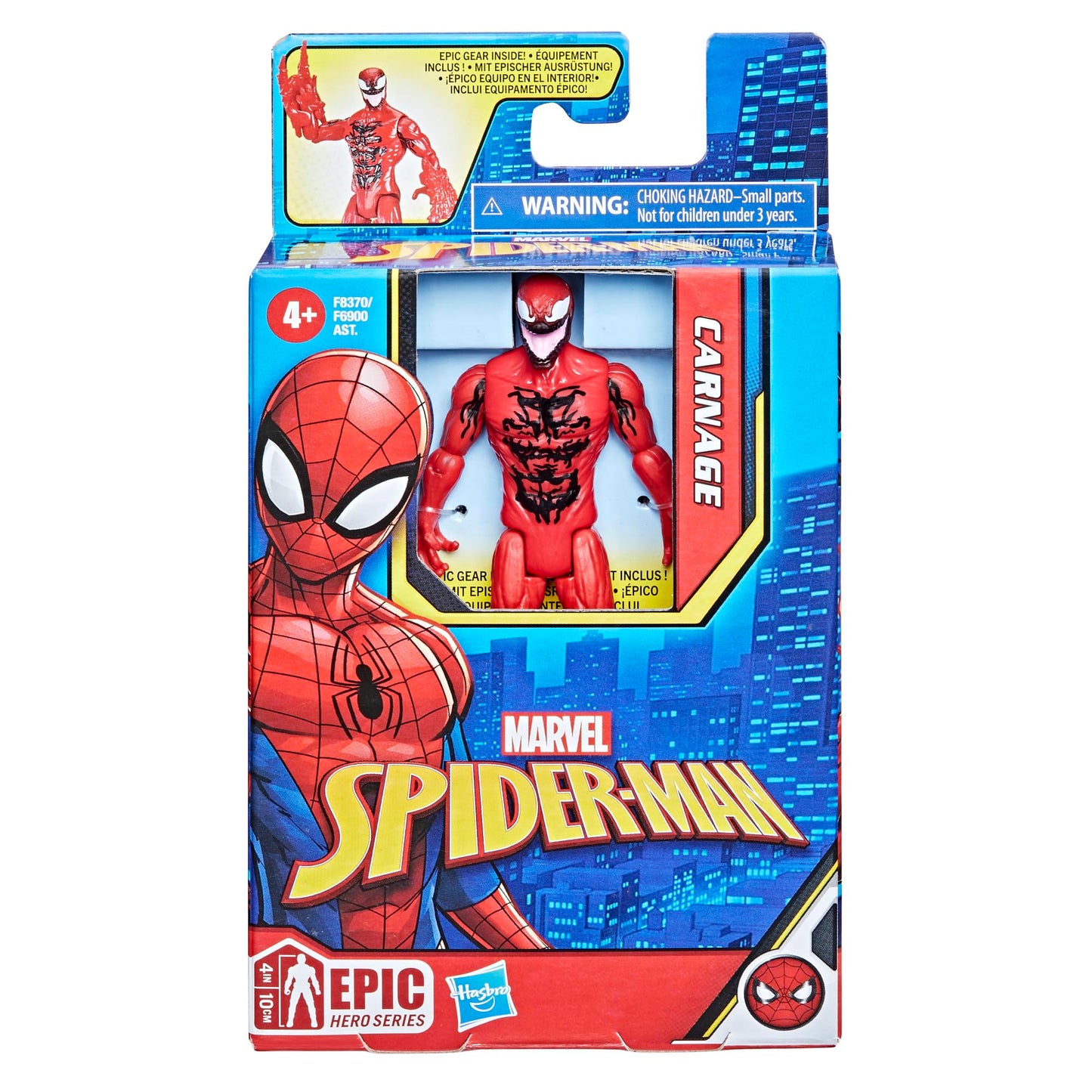Marvel Spider-Man Carnage Action Figure, 4-Inch, Plastic, Model F8370, Great Easter Basket Stuffer for Kids Ages 4+