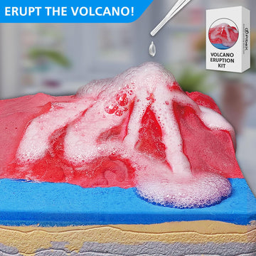 PIBEX Volcano & Ocean Fossil Dig Kit - 20+ Real Fossils, STEM Earth Science Geology Kit for Kids Age 6-12, Volcanic Red & Ocean Blue