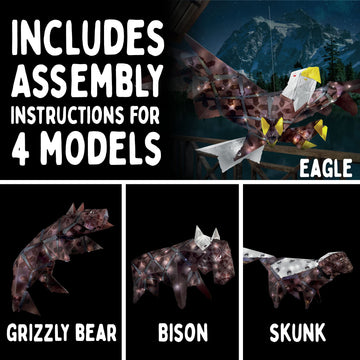 Thames & Kosmos Creatto American Bald Eagle & Frontier Friends Light-Up 3D Puzzle Kit | Includes Creatto Puzzle Pieces To Make Your Own Illuminated Craft Creations | Diy Activity Kit & Led Lights