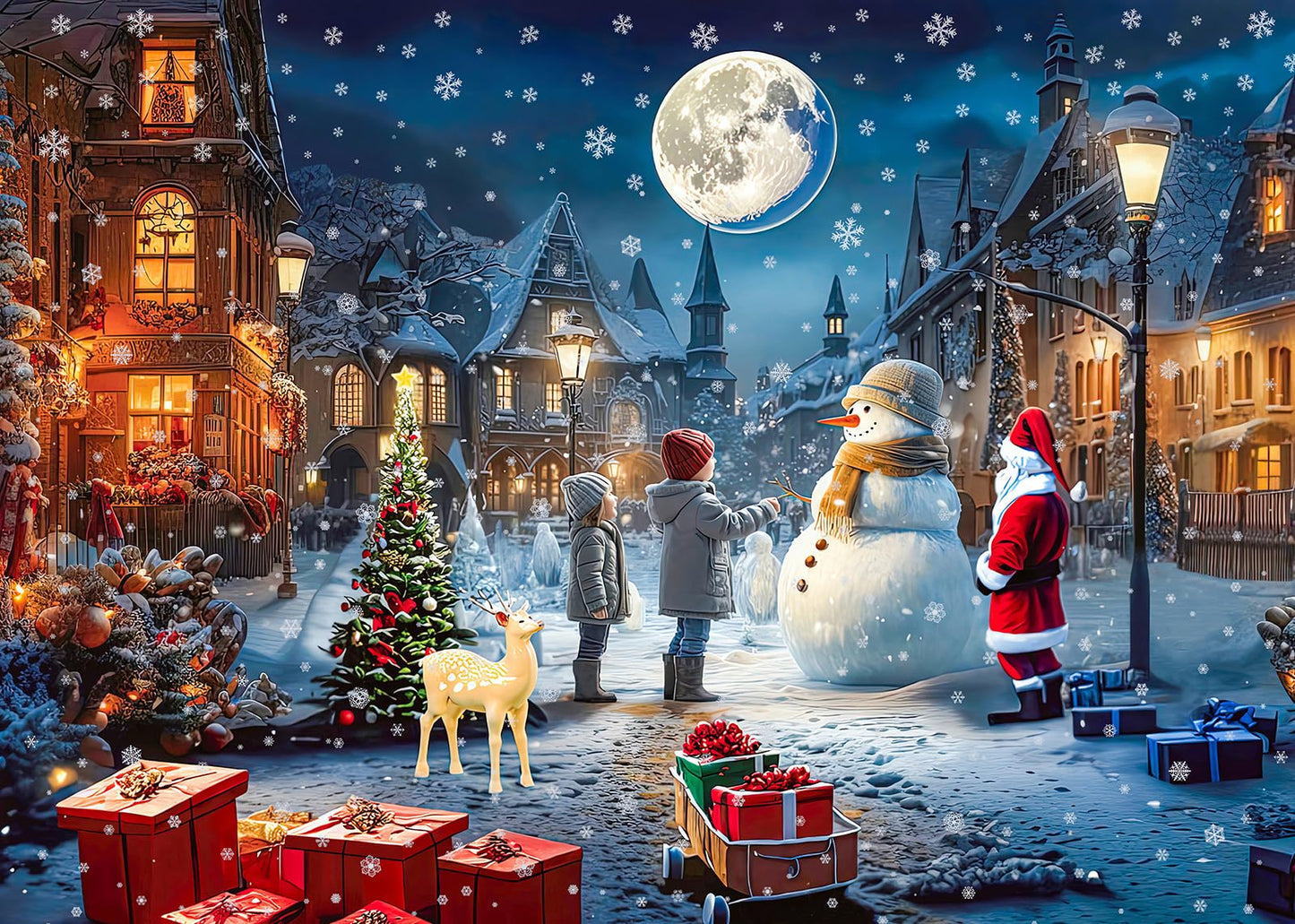 Christmas Puzzles 1000 Pieces, Christmas Eve Christmas Puzzle, Snowy Night Christmas Puzzles, Christmas Puzzles For Adults 1000