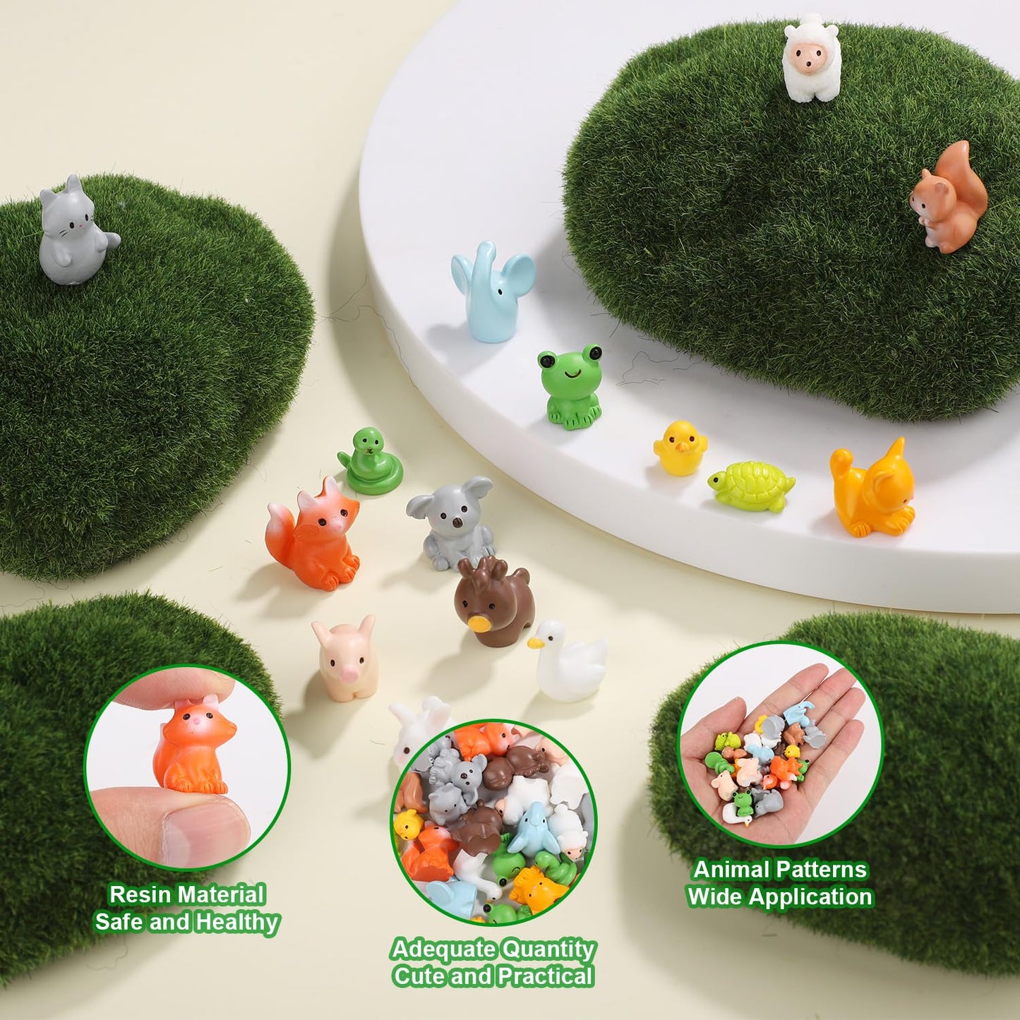 Nqeuepn 30Pcs Mini Resin Animals Set, 15 Styles Tiny Resin Animals Mini Resin Figures Miniature Garden Decor Mini Animals Figures For Diy Crafts Miniature Landscape Dollhouse Decoration