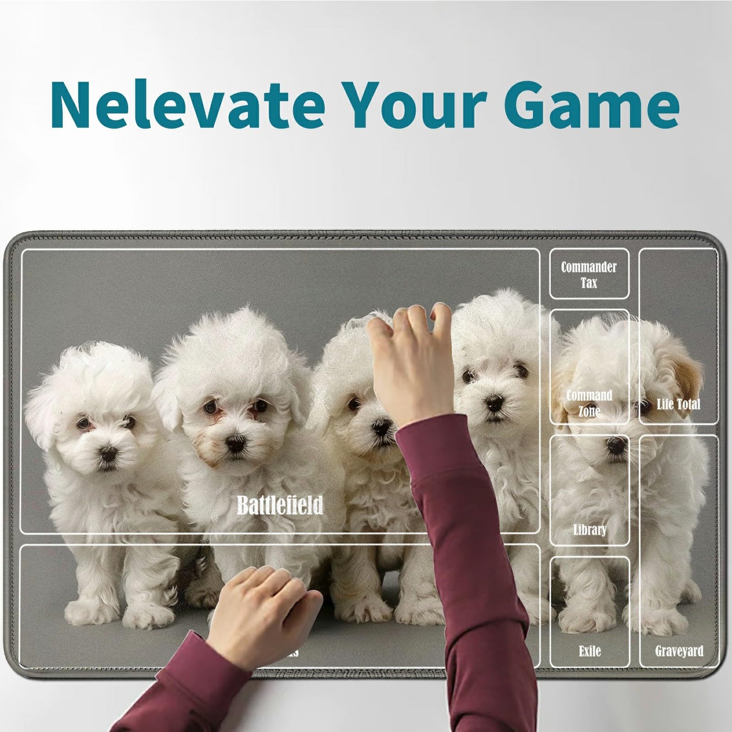 Rwutytiul Dog Card Playmat 24 X 14 Inch With Tube Bag, Card Gameplay Mat With Zones Commander Deck Board Mtg Rpg Ccg Tcg Card Ga