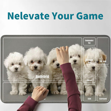 Rwutytiul Dog Card Playmat 24 X 14 Inch With Tube Bag, Card Gameplay Mat With Zones Commander Deck Board Mtg Rpg Ccg Tcg Card Ga