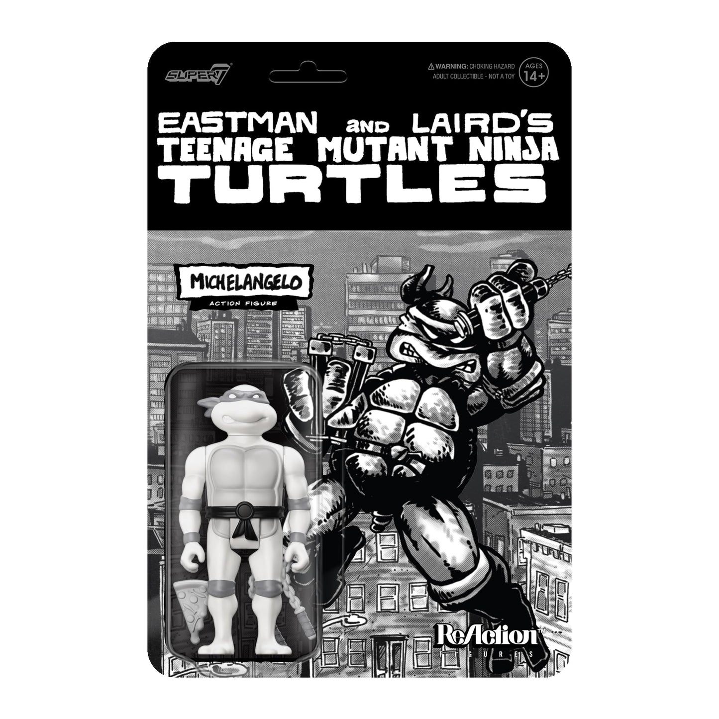 Super7 Teenage Mutant Ninja Turtles Michelangelo (Comic Grayscale) - 3.75' Tmnt Action Figure With Accessories Classic Cartoon Collectibles