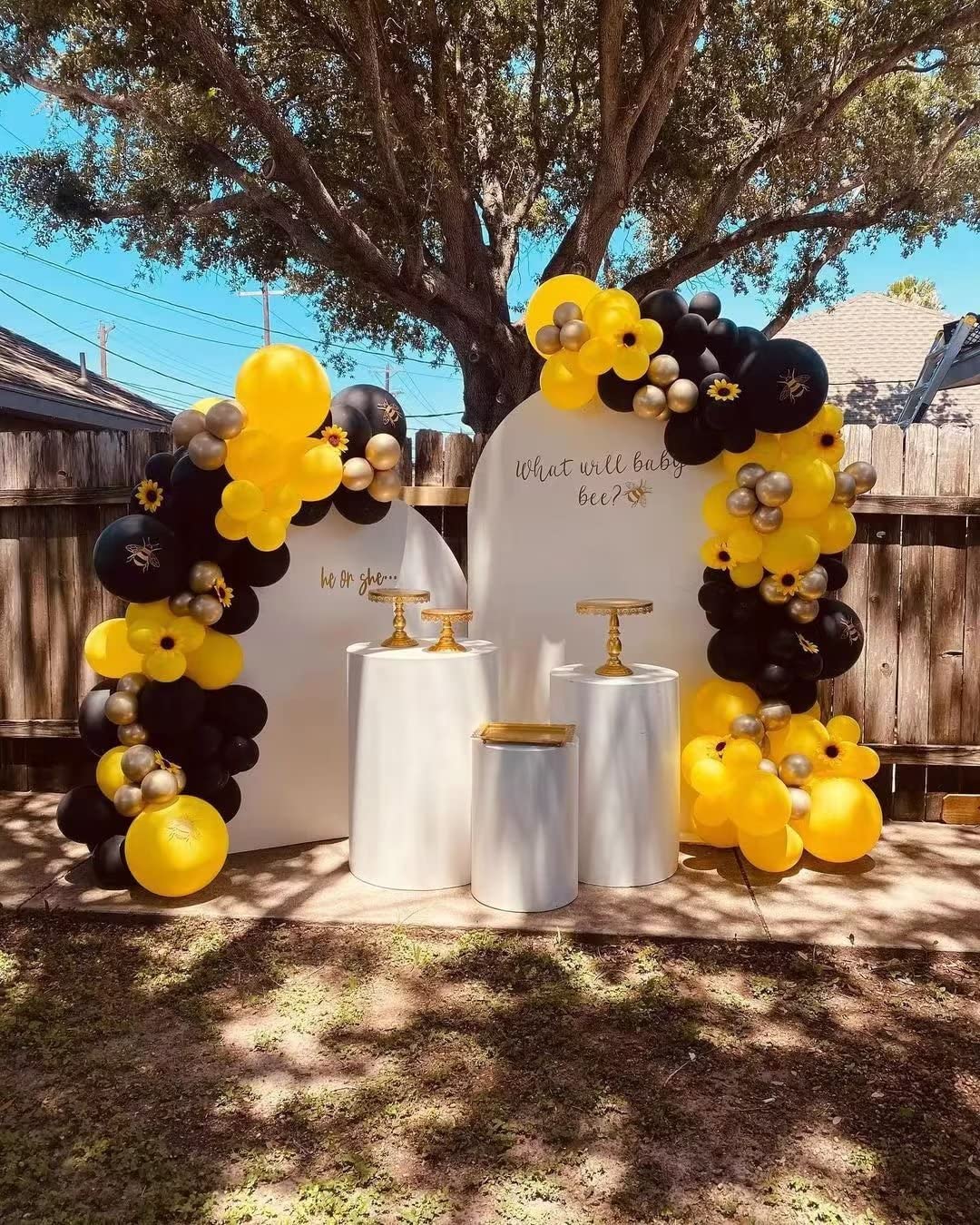Black And Yellow Balloon Arch Kit, 100Pcs Black And Yellow Balloon Garland Kit, Black And Yellow Balloons Different Sizes 18/12/10/5 Inch For Baby Shower Birthday Bee Bumblebee Themed Party Decoration