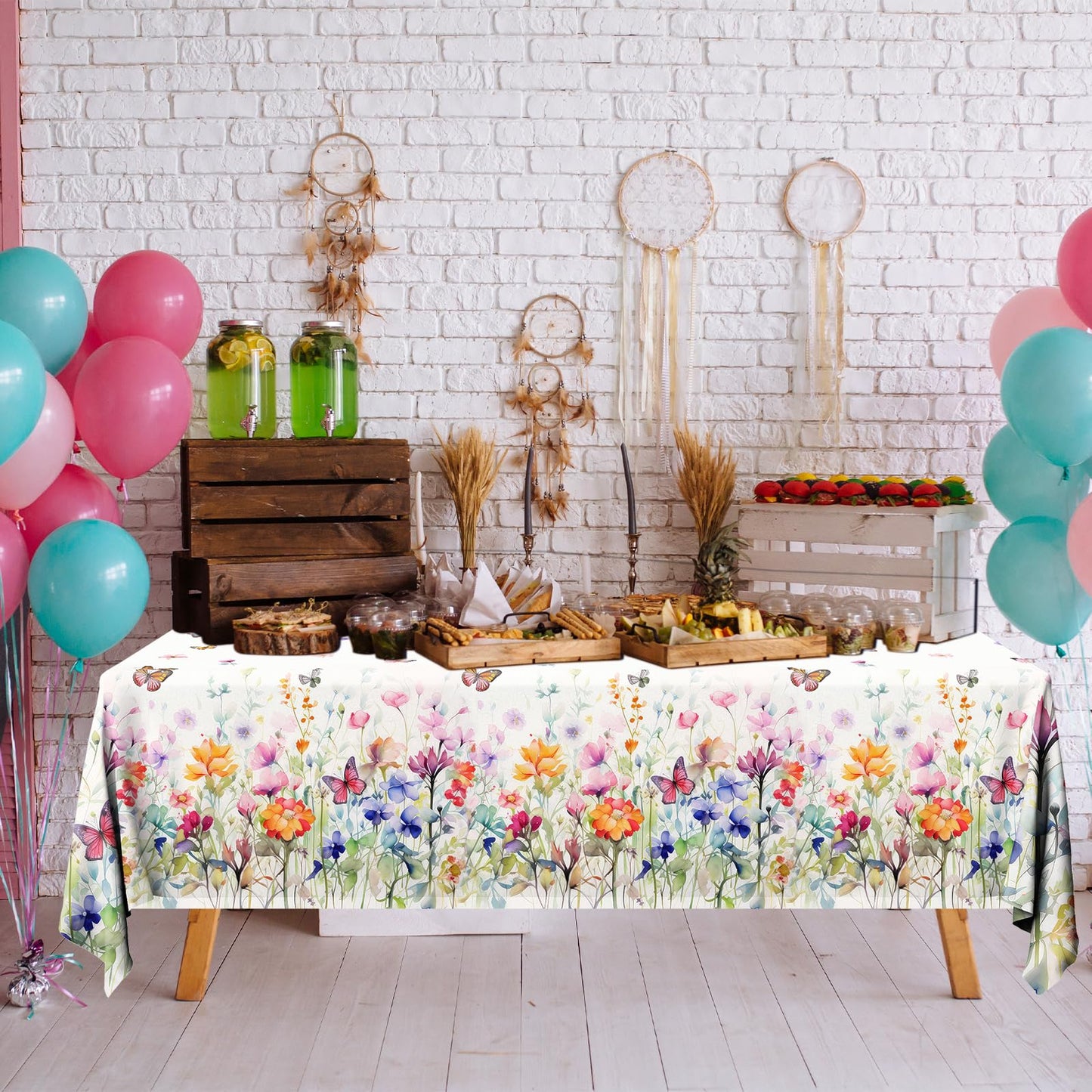 Hakoti Wildflower Baby Shower Decorations - 3Pcs Wildflower Tablecloth Wildflower Baby In Bloom Party Tablecloth Floral Theme Su