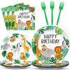 96Pcs Jungle Birthday Party Plates And Napkins Safari Animals Birthday Party Decorations For 24 Guests Jungle Theme Birthday Party Tableware Set Serves Wild Animals Gold Safari Zoo Birthday Supplies