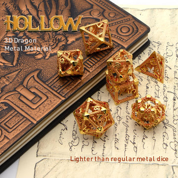 HNCCESG D and D Dice,Metal DND Dice of 7pc,Dungeons and Dragons Dice Set Polyhedral Dice Role Playing Dice Set Hollow Dice Gamin