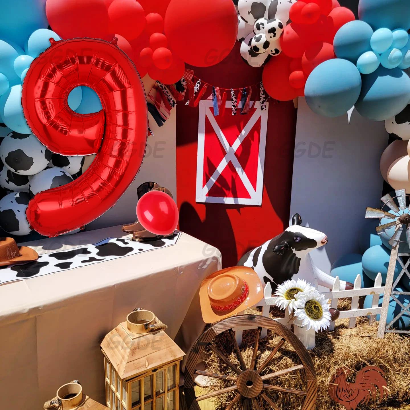 40 Inch 9 Red Number Balloons Mylar Foil Helium Digital Balloons Baby Shower 9Th Birthday Party Decor Supplies