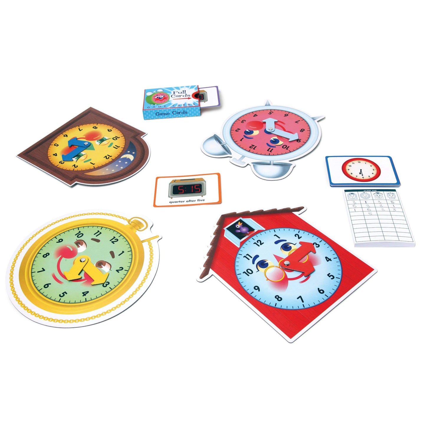 Eeboo: Time Telling Game, Develops Time Telling Skills, Learn To Read A Clock, Includes A Score Pad, 4 Clocks, And 50 Game Cards, For 2 To 4 Players, Perfect For Ages 5 And Up