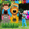 Safari Animals Toss Games Banner With Bean Bags Jungle Wild Animals Backdrop Zoo Animals Photo Background Funny Animals Toss Game For Kids Birthday Party Supplies