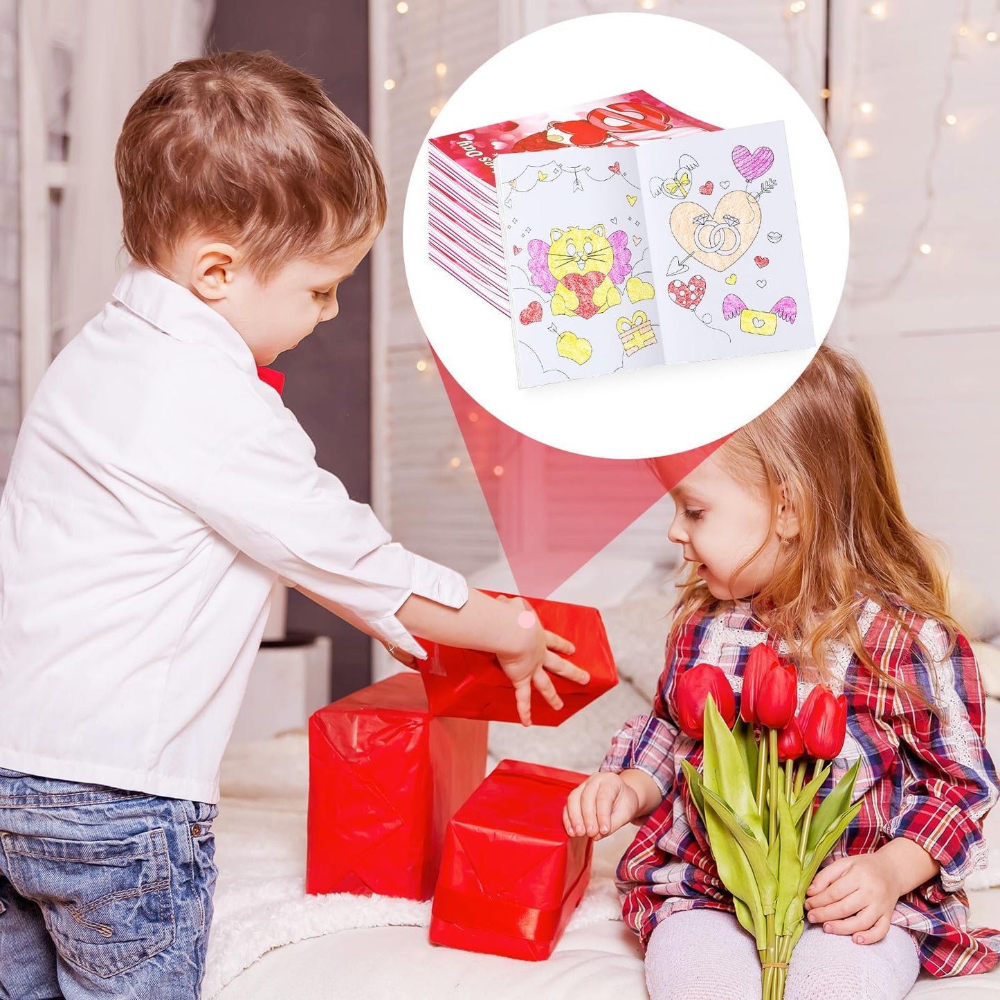 BenLouis 24 Pcs Mini Coloring Books for Kids - Colorful Valentine's Day Favors - Paper Activity Books for Classrooms and Goodie Bags