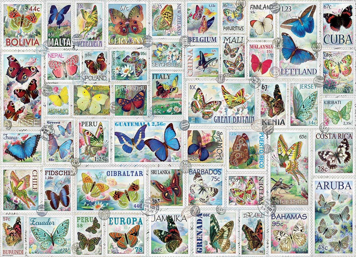 Eurographics (Eurhr Butterflies Vintage Stamps 500Piece Puzzle 500Piece Jigsaw Puzzle